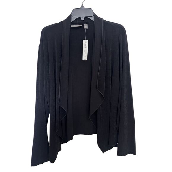 Chico's Sweaters - NWT Chico’s Travelers Black Open Front Cardigan Size 3 XL Slinky Stretch Classic